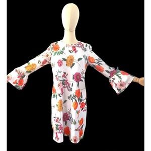 Retro ASOS Botanical Shift Floral Fluted Sleeves Spring Summer Dress NWOT Sz 6